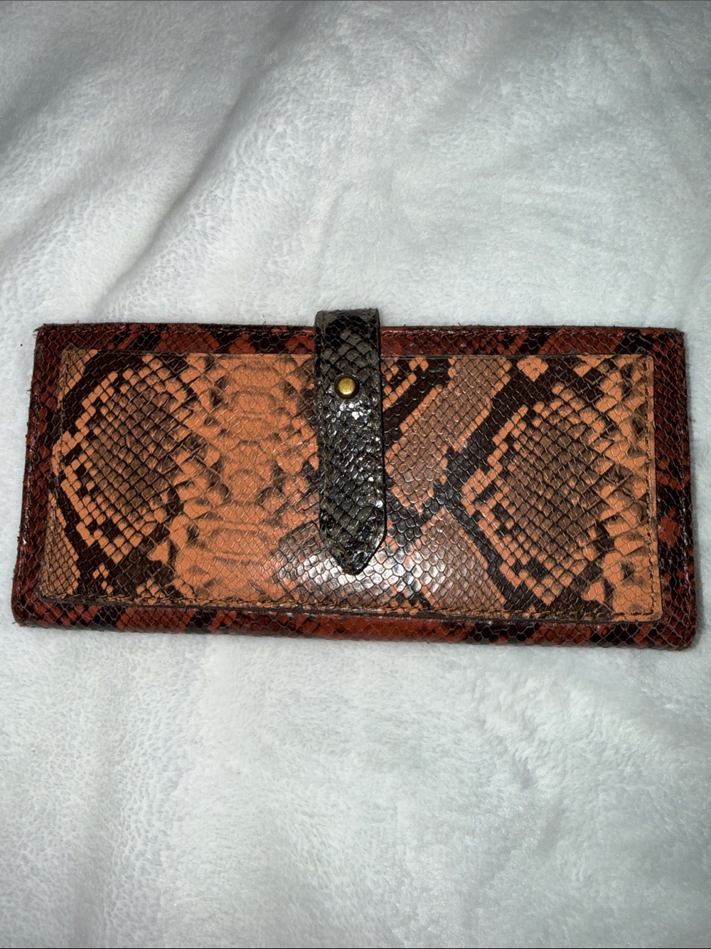 Madewell Snake-Embossed Wallet in Brown and Black